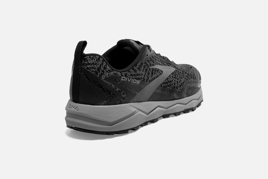 Brooks Running Shoes - Divide Trail Mens - Black/Grey - RZB-043815